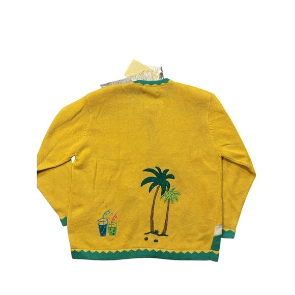 NWT Quacker Factory Pool Beach Theme Cardigan Sweater Appliqué Beads Women's L - Picture 7 of 8